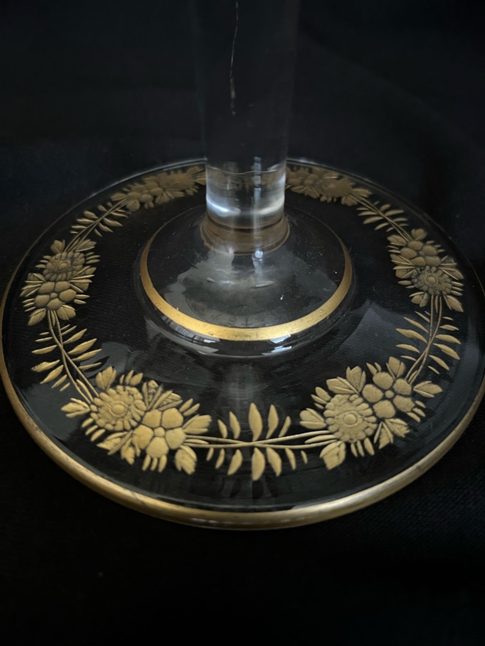 Antique Early 1900 Bohemian Glass, Tazza/Compote Dish, Moser-style, Gold Gilding - Picture 10 of 15